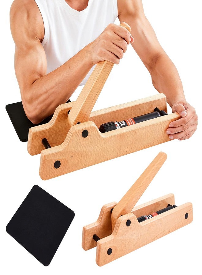 Fiwochic Portable Arm Wrestling Training Equipment Wooden Forearm Strengthener Hydraulic Arm Exerciser Adjustable Hydraulic Resistance (Levels 1–12) with Elbow Pads for Strength Training Home Gym - Image 1