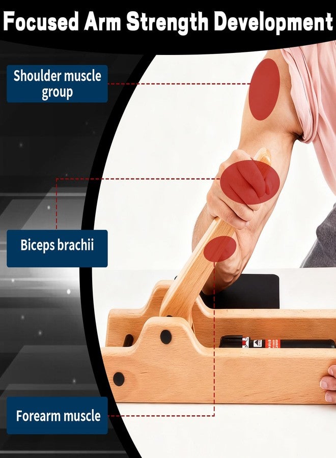 Fiwochic Portable Arm Wrestling Training Equipment Wooden Forearm Strengthener Hydraulic Arm Exerciser Adjustable Hydraulic Resistance (Levels 1–12) with Elbow Pads for Strength Training Home Gym - Image 4
