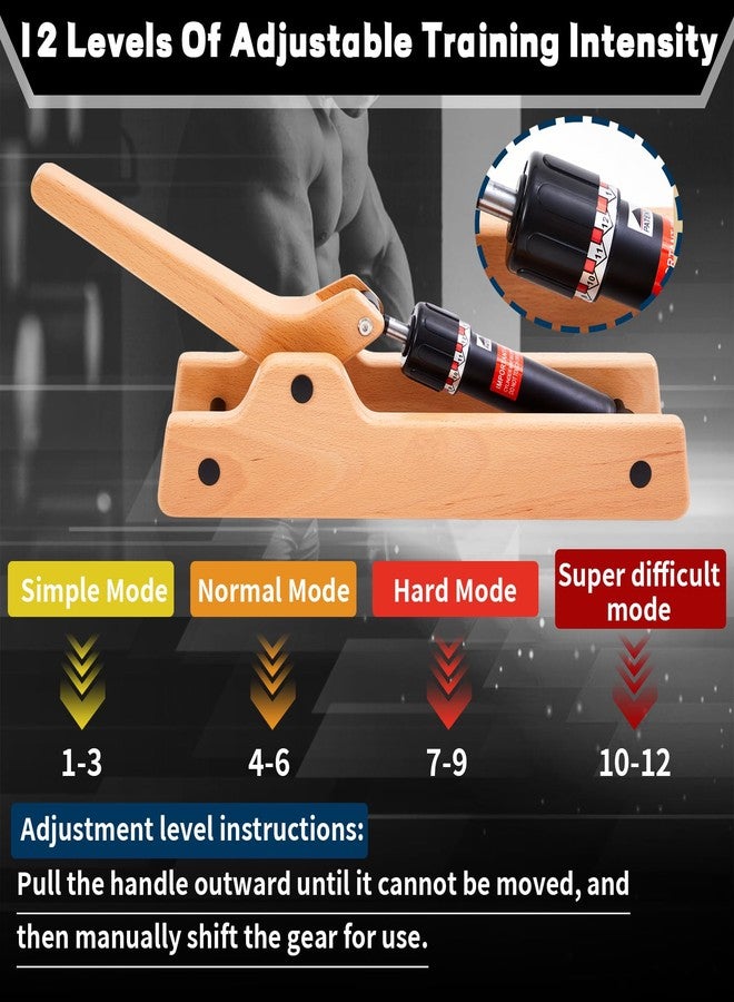 Fiwochic Portable Arm Wrestling Training Equipment Wooden Forearm Strengthener Hydraulic Arm Exerciser Adjustable Hydraulic Resistance (Levels 1–12) with Elbow Pads for Strength Training Home Gym - Image 3