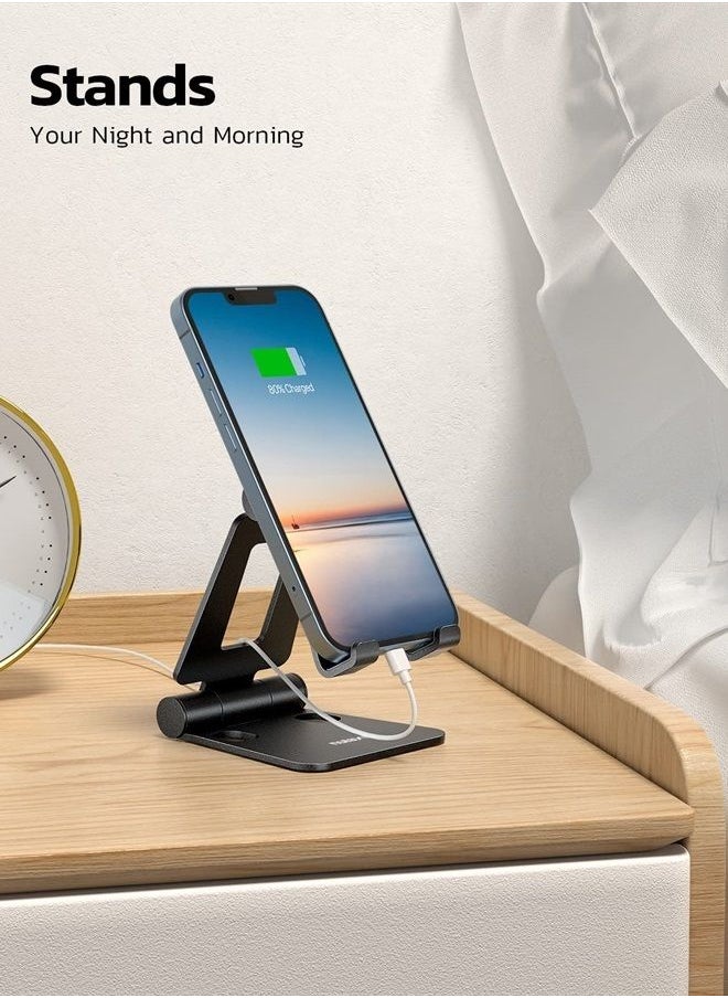 nulaxy - Dual Folding Cell Phone Stand, Fully Adjustable Foldable Desktop Phone Holder Cradle Dock Compatible with Phone 14 13 12 11 Pro Xs Xs Max Xr X 8, Nintendo Switch, All Phones - Image 1