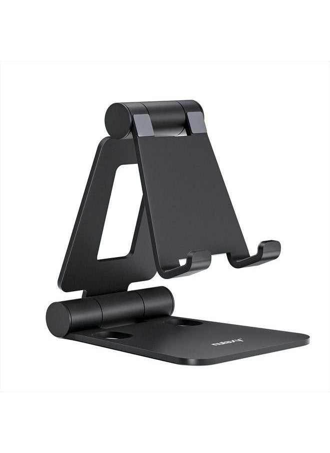 nulaxy - Dual Folding Cell Phone Stand, Fully Adjustable Foldable Desktop Phone Holder Cradle Dock Compatible with Phone 14 13 12 11 Pro Xs Xs Max Xr X 8, Nintendo Switch, All Phones - Image 1