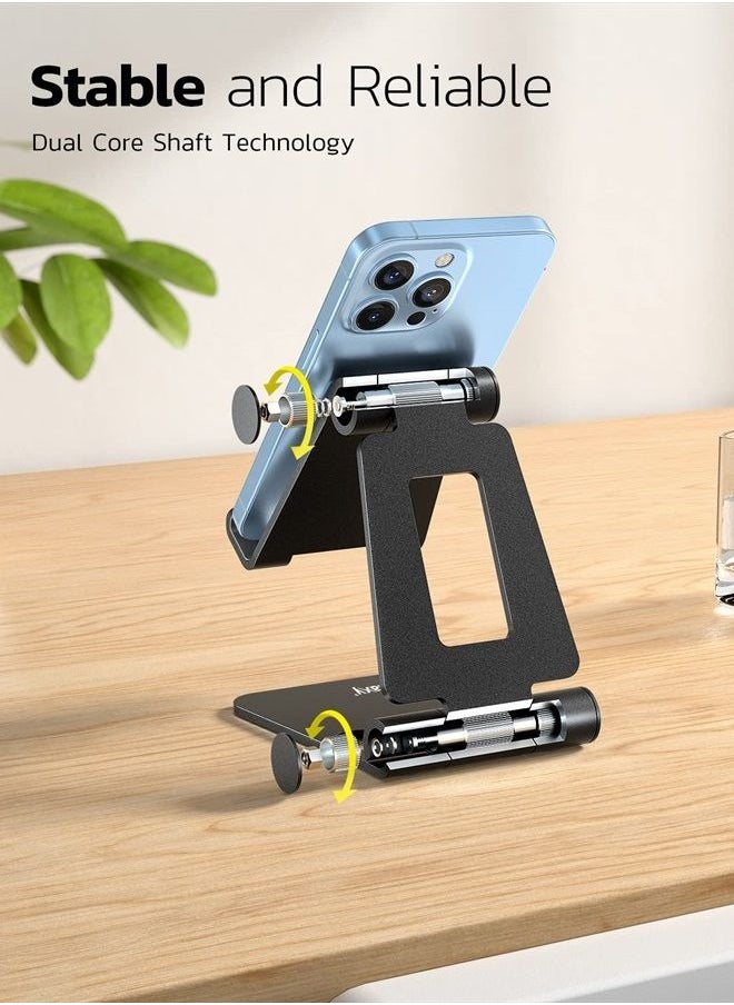 nulaxy - Dual Folding Cell Phone Stand, Fully Adjustable Foldable Desktop Phone Holder Cradle Dock Compatible with Phone 14 13 12 11 Pro Xs Xs Max Xr X 8, Nintendo Switch, All Phones - Image 1