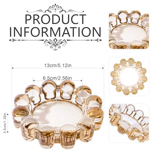 Rancco Bubble Candle Dish Glass Candle Holder Tray, Round Pillar Candlestick Plate Stand for Table Centerpieces, Modern Decorative, Home Decor, Party, Wedding, Suitable for Large Cylindrical Candles - Image 2