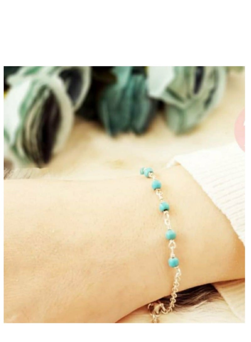 RA accessories Women Bracelet With Turquoise  Silver-Chain - Image 1