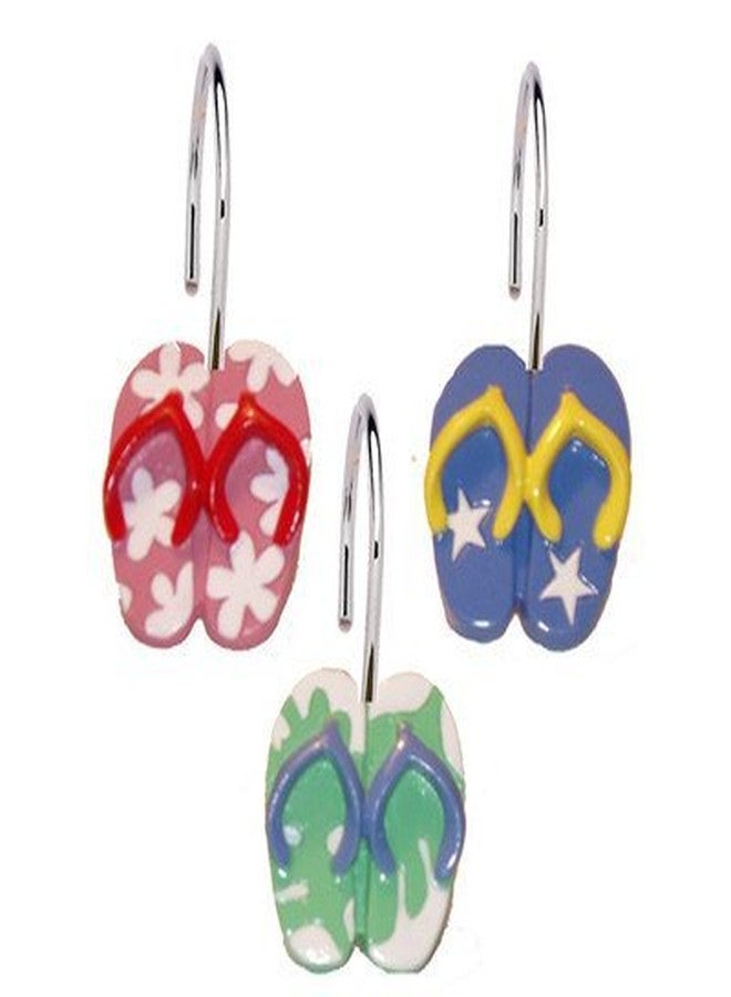 Carnation PHP-FLIP Flip Flops Resin Shower Curtain Hooks, Multicolor