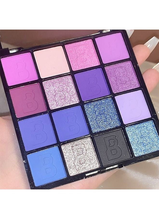 MISS 16 Colors Shimmer Matte Eyeshadow Palette, Waterproof Colorpop Navy Blue Eyeshadow Purple Eye shadow Paleta Series, Matt Powder Pressed Eye Pallet, Highly Pigmented Shiny Glitter Eyeshadow Makeup  - Image 3