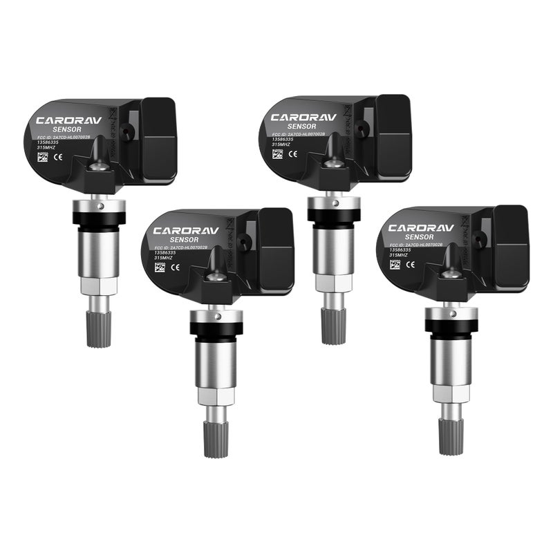 CARORAV TPMS Sensor GM 4Pack Tire Pressure Monitoring System Sensor Replacement for GM Chevy GMC Cadillac Buick 315MHz OE Replaces for 13586335 13581558 13598771 13598772