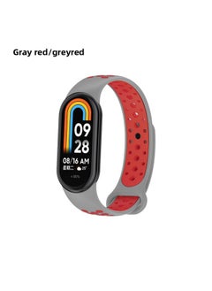 Suitable For Mi Bracelet 8 Strap Smart Watch Replacement Wrist Strap Silicone Sports Breathable Mi Bracelet 8 Nike-Color:Gray Red