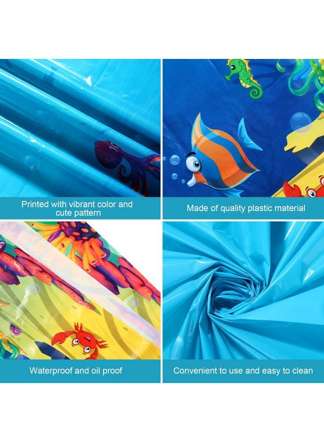 Tiamon Under The Sea Tablecloths Ocean Waves Table Covers Ocean Animal Shark Table Clothes Underwater Plastic Table Covers For Fishing Beach Pool Birthday Party Decoration Supplies (3 Pcs) - Image 5