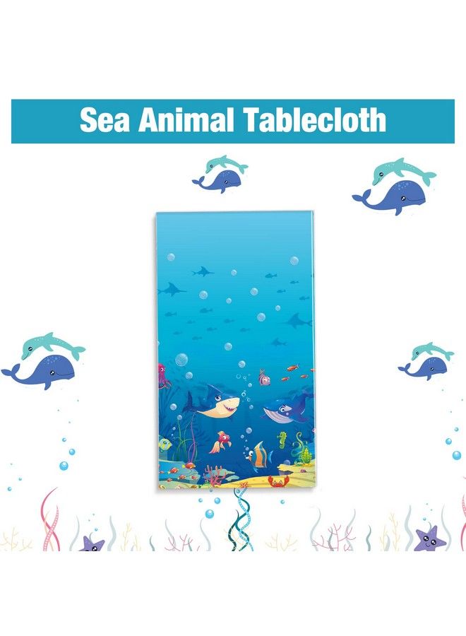 Tiamon Under The Sea Tablecloths Ocean Waves Table Covers Ocean Animal Shark Table Clothes Underwater Plastic Table Covers For Fishing Beach Pool Birthday Party Decoration Supplies (3 Pcs) - Image 3