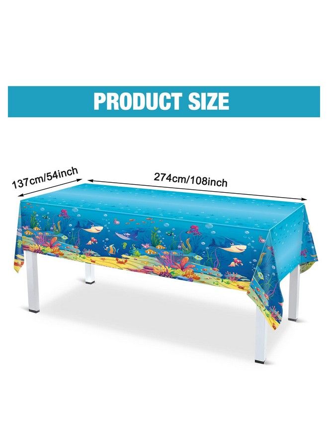 Tiamon Under The Sea Tablecloths Ocean Waves Table Covers Ocean Animal Shark Table Clothes Underwater Plastic Table Covers For Fishing Beach Pool Birthday Party Decoration Supplies (3 Pcs) - Image 4