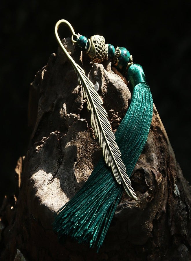 GTHER Chinese Metal Bookmarks with Tassel, Vintage Bookmark Unique Classical Ancient Chinese Hairpin Bookmark with Handmade Silky Tassel for Book Lovers Unique Gift - Image 2