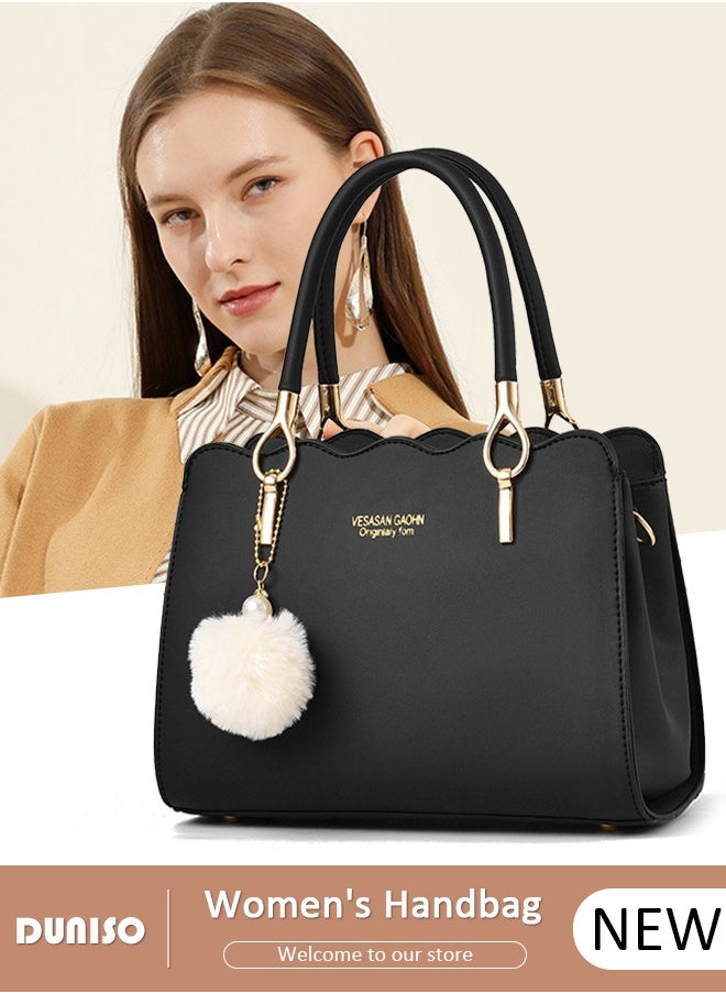 DUNISO - Women's Fashion Handbag Faux Leather Crossbody Bag For Women Large Capacity Bow Trim Tote Bags Top Handle Satchel Fashionable Travel Shoulder Bag For Ladies - Image 1