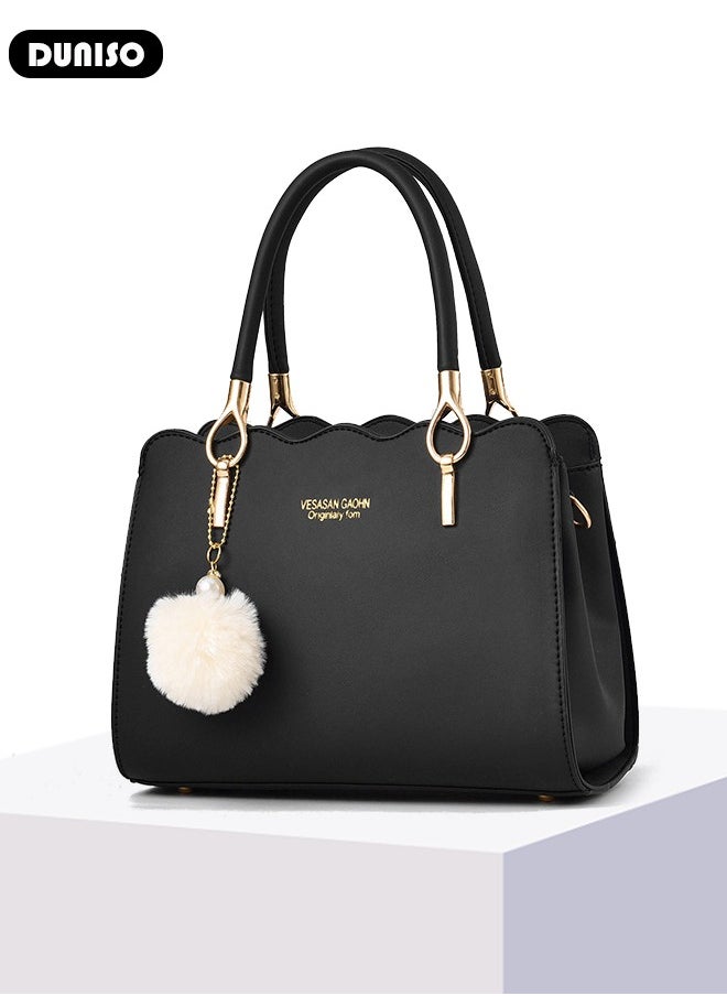 DUNISO - Women's Fashion Handbag Faux Leather Crossbody Bag For Women Large Capacity Bow Trim Tote Bags Top Handle Satchel Fashionable Travel Shoulder Bag For Ladies - Image 1