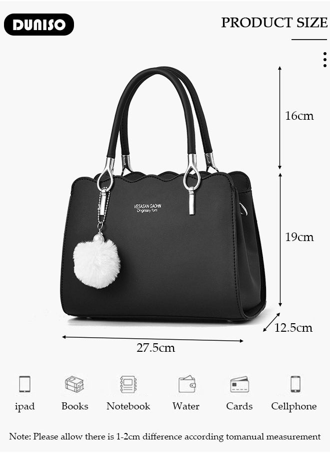 DUNISO - Women's Fashion Handbag Faux Leather Crossbody Bag For Women Large Capacity Bow Trim Tote Bags Top Handle Satchel Fashionable Travel Shoulder Bag For Ladies - Image 1