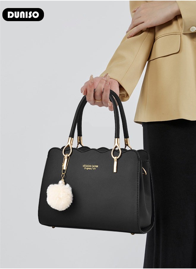 DUNISO - Women's Fashion Handbag Faux Leather Crossbody Bag For Women Large Capacity Bow Trim Tote Bags Top Handle Satchel Fashionable Travel Shoulder Bag For Ladies - Image 1