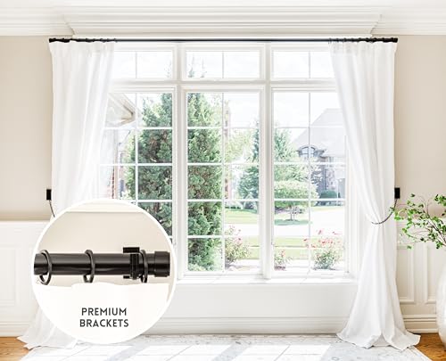 BlastHome Luxury Adjustable Curtain Rod Brackets Premium Quality Heavy Metal Replacement Accessory Signature Collection Set of Two Fits Up to 1 14 Diameter Curtain Rods Tuxedo Black Finish - Image 3