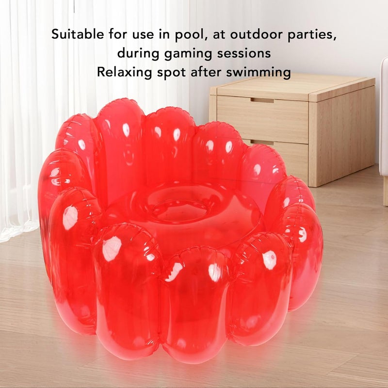 TOPINCN Transparent Inflatable Sofa Seat Blow up Chair PVC Transparent Candy Color Portable Outdoor Blow Up Couch Seat for Home Living Room Bedroom Casual (Red) - Image 3