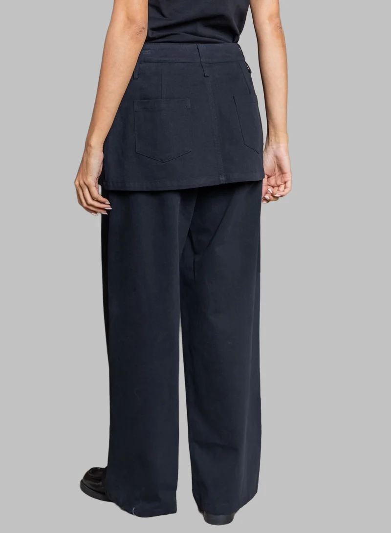 Bond Black Skirt Pants with Overlay – High Waist Wide Leg