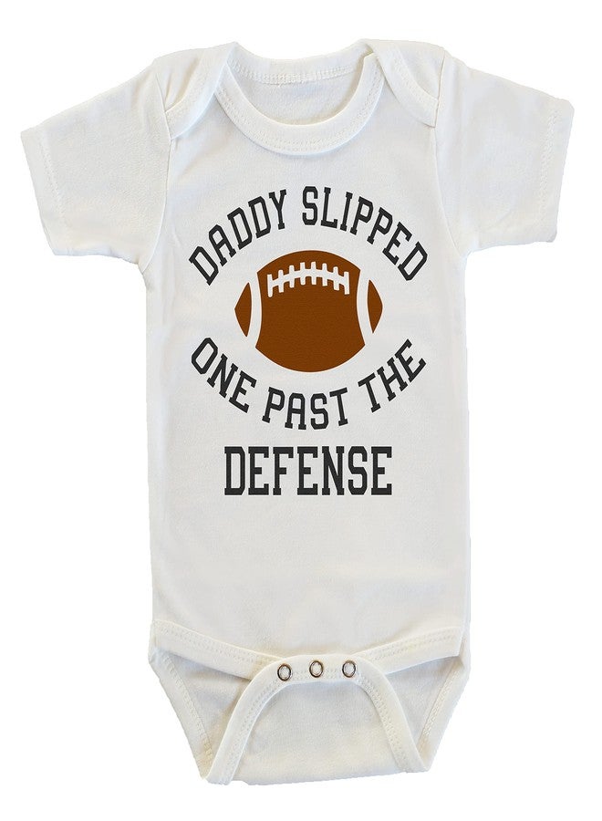 Witty and Bitty Daddy Slipped One Past the Defense Football Pregnancy Reveal Announcement Onesie/Bodysuit - Image 1