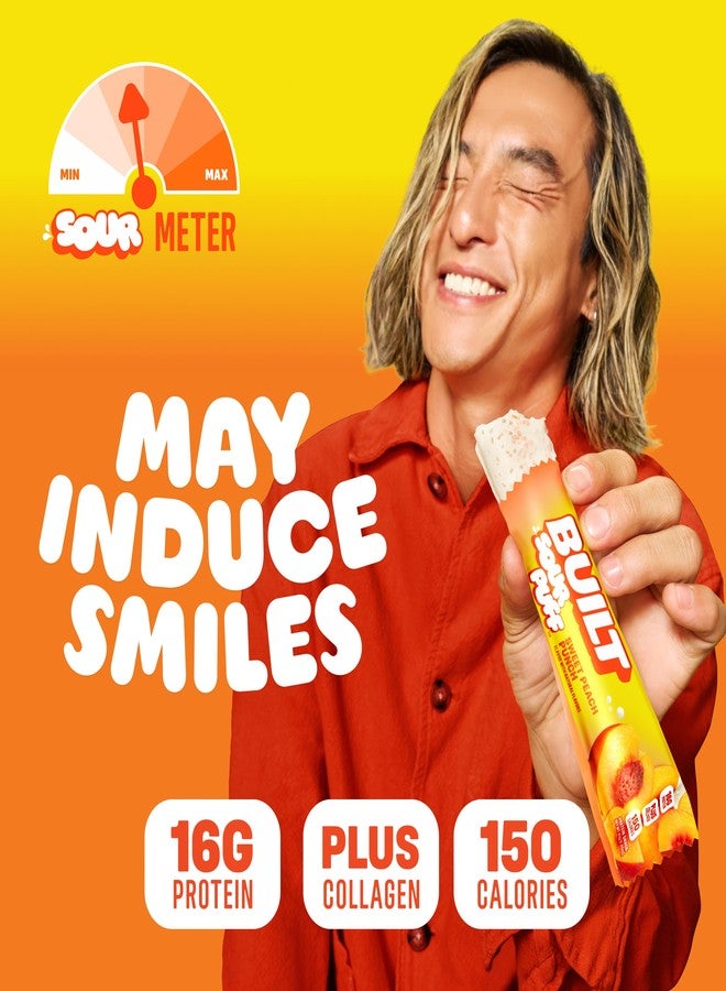 BUILT Bar Sour Puff Protein Bars - Sweet Peach Punch - 16g Protein Snack Bars with Collagen - Calorie Conscious & Gluten Free - 12 Count - Image 3