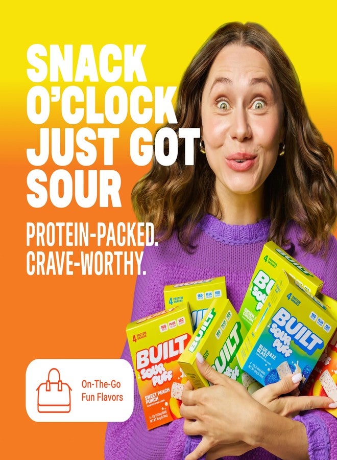BUILT Bar Sour Puff Protein Bars - Sweet Peach Punch - 16g Protein Snack Bars with Collagen - Calorie Conscious & Gluten Free - 12 Count - Image 5