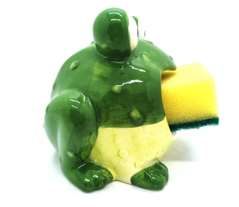 MONMOB Green Kitchen Decor Cute Ceramic Frog Sponge Holder for Kitchen Sink Ceramic Frog Soap Holder 4.7â€ Home Decor Fun Novelty Gift - Image 2