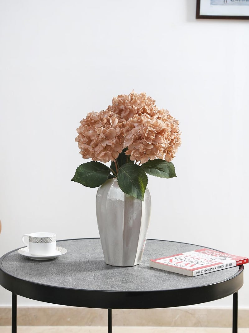 Fourwalls Fourwalls Beautiful Artificial Hydrangea Flowers Bunch for Vase 40 cm Beige Home Decoration Living Room Bedroom Corner Table Top Office Wedding Party Decorative Items  - Image 1