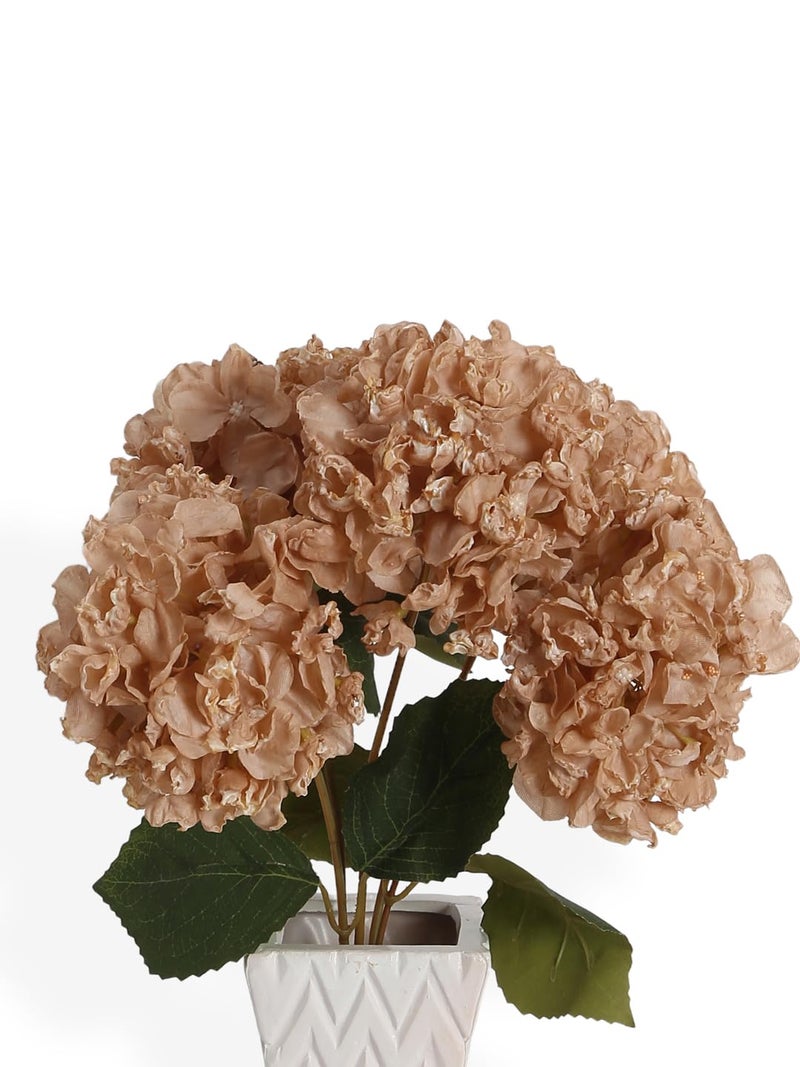 Fourwalls Fourwalls Beautiful Artificial Hydrangea Flowers Bunch for Vase 40 cm Beige Home Decoration Living Room Bedroom Corner Table Top Office Wedding Party Decorative Items  - Image 3