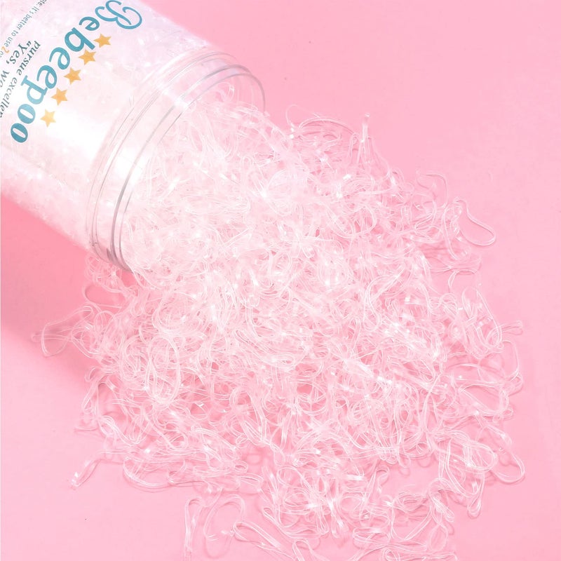 BEBEEPOO Clear Hair Elasticsï¼ŒBEBEEPOO 2500pcs Rubber Bands for Hair, Clear Mini Elastic Rubber Hair Bands, Small Hair Tties - STRONG - REUSEABLE - Image 2