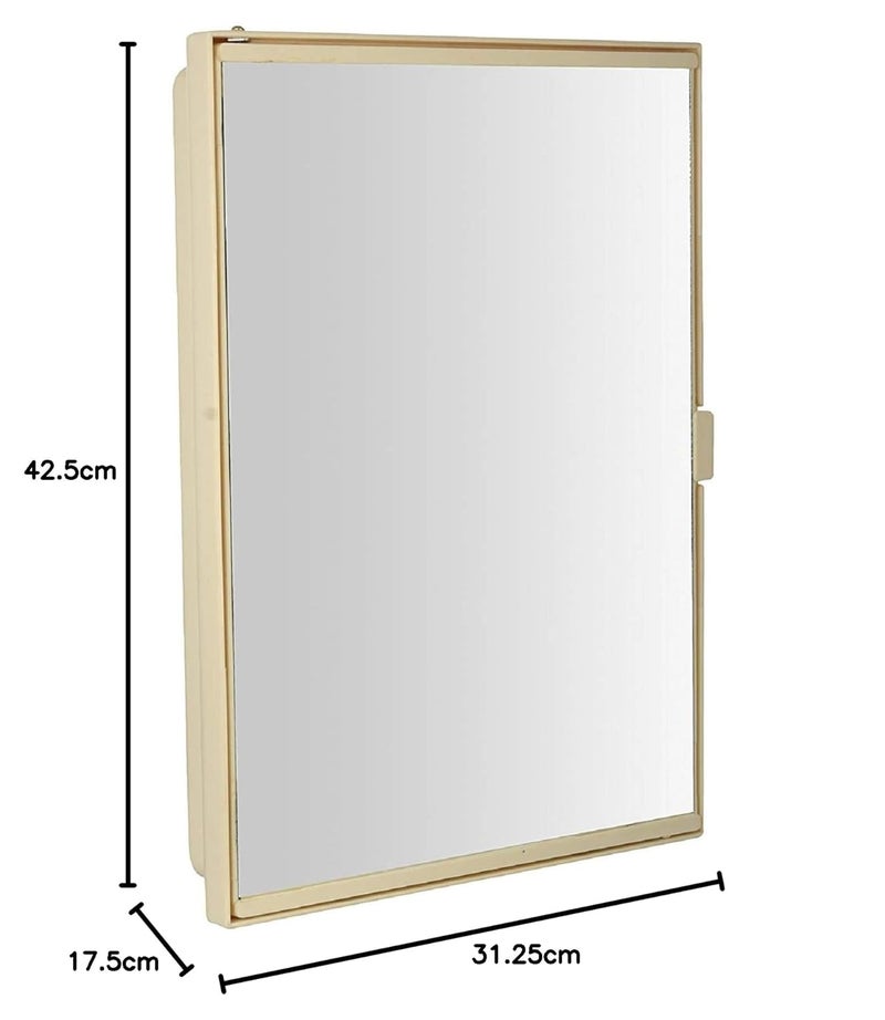 Epraiser Epraiser Wall Mount Bathroom Cabinet with Mirror Door Toothbrush Holder 4 Shelve_Ivory_ 125 Inch x 7 Inch x 17 Inch  - Image 2