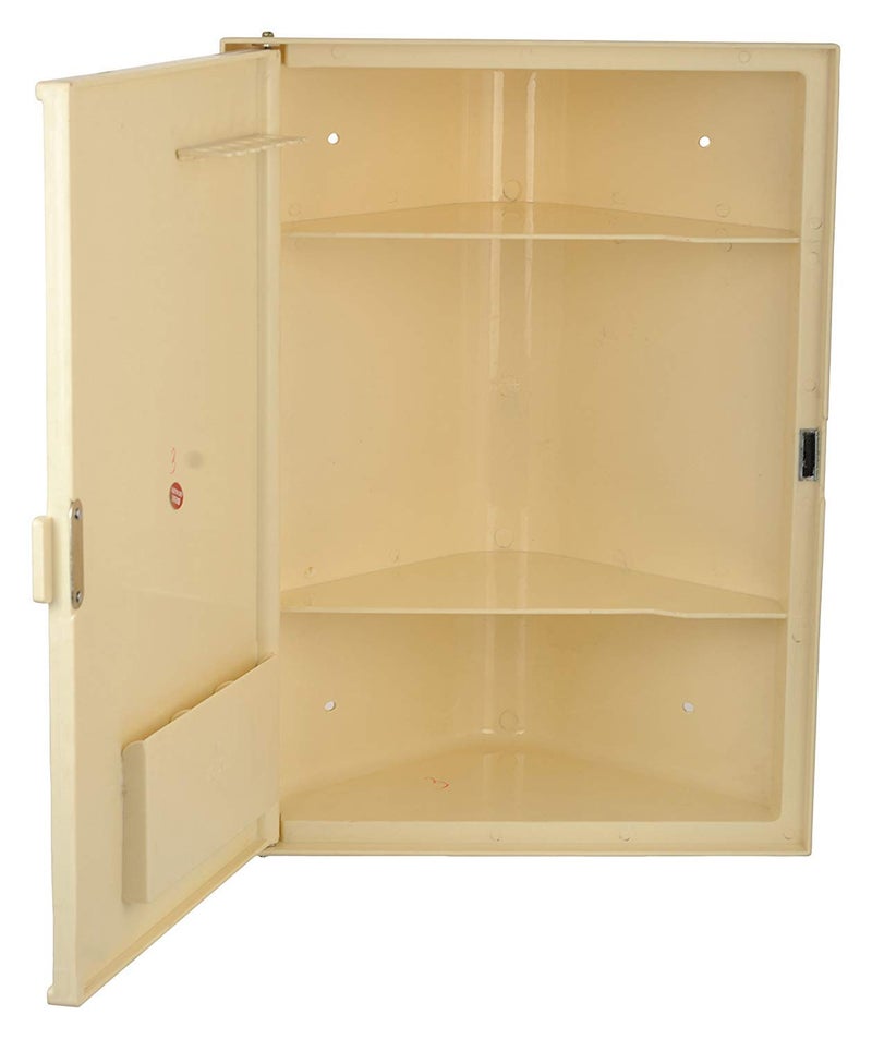 Epraiser Epraiser Wall Mount Bathroom Cabinet with Mirror Door Toothbrush Holder 4 Shelve_Ivory_ 125 Inch x 7 Inch x 17 Inch  - Image 1