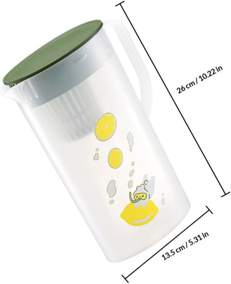 Large Capacity Beverage Pitcher with Lid 2l Cold-resistant Water Jug for Party and Home Use, Green Sturdy Drinks Container for Iced Tea and Cold Water - Image 1