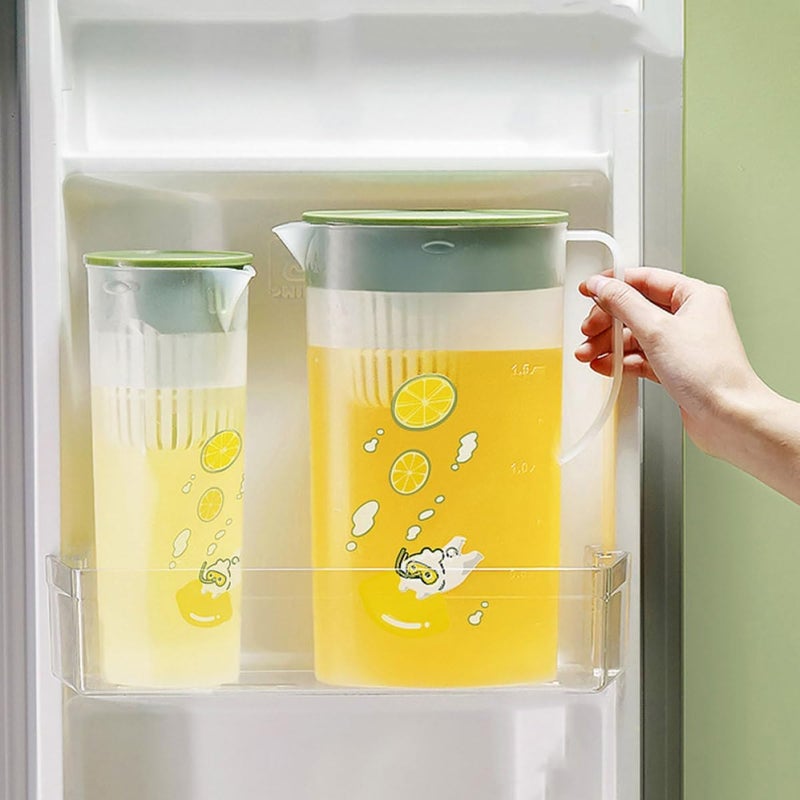 Large Capacity Beverage Pitcher with Lid 2l Cold-resistant Water Jug for Party and Home Use, Green Sturdy Drinks Container for Iced Tea and Cold Water - Image 3