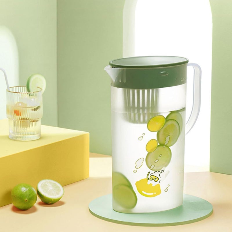 Large Capacity Beverage Pitcher with Lid 2l Cold-resistant Water Jug for Party and Home Use, Green Sturdy Drinks Container for Iced Tea and Cold Water - Image 2