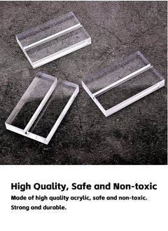 Teuuea 30 Pieces Clear Acrylic Stands with Card Slot, Transparent 5*3*1 CM Place Card Holders, Table Numbers Display Stands Base, Sign Holders for Office Menu Photos Dining Meeting Event Seating Chart  - Image 2