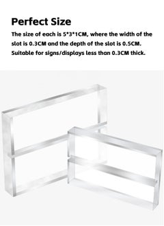 Teuuea 30 Pieces Clear Acrylic Stands with Card Slot, Transparent 5*3*1 CM Place Card Holders, Table Numbers Display Stands Base, Sign Holders for Office Menu Photos Dining Meeting Event Seating Chart  - Image 4