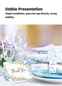 Teuuea 30 Pieces Clear Acrylic Stands with Card Slot, Transparent 5*3*1 CM Place Card Holders, Table Numbers Display Stands Base, Sign Holders for Office Menu Photos Dining Meeting Event Seating Chart  - Image 5