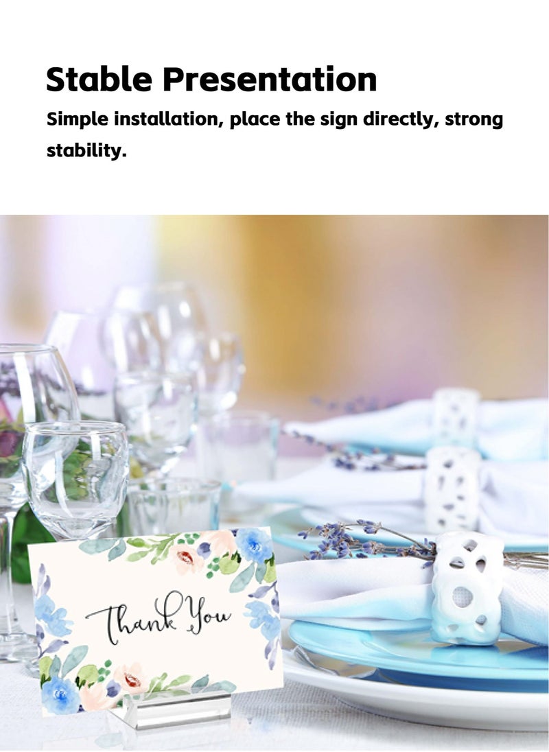 Teuuea 30 Pieces Clear Acrylic Stands with Card Slot, Transparent 5*3*1 CM Place Card Holders, Table Numbers Display Stands Base, Sign Holders for Office Menu Photos Dining Meeting Event Seating Chart  - Image 5
