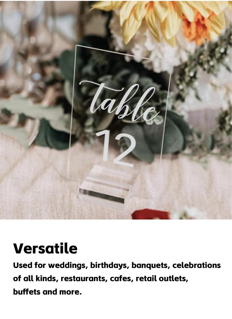 Teuuea - 30 Pieces Clear Acrylic Stands with Card Slot, Transparent 5*3*1 CM Place Card Holders, Table Numbers Display Stands Base, Sign Holders for Office Menu Photos Dining Meeting Event Seating Chart - Image 1