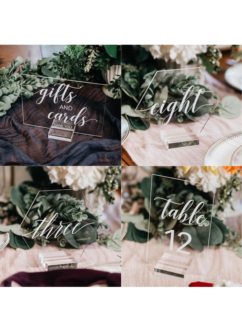 Teuuea - 30 Pieces Clear Acrylic Stands with Card Slot, Transparent 5*3*1 CM Place Card Holders, Table Numbers Display Stands Base, Sign Holders for Office Menu Photos Dining Meeting Event Seating Chart - Image 1