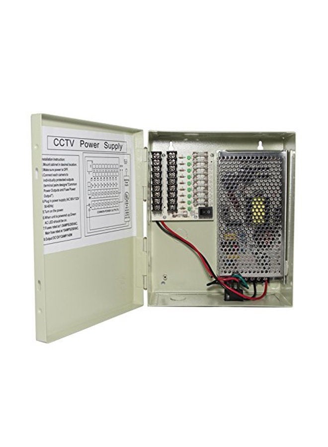 InstallerCCTV 9 Outputs 12 Amp 12V DC CCTV Distributed Power Supply Box for Security Camera, UL Listed - Image 1