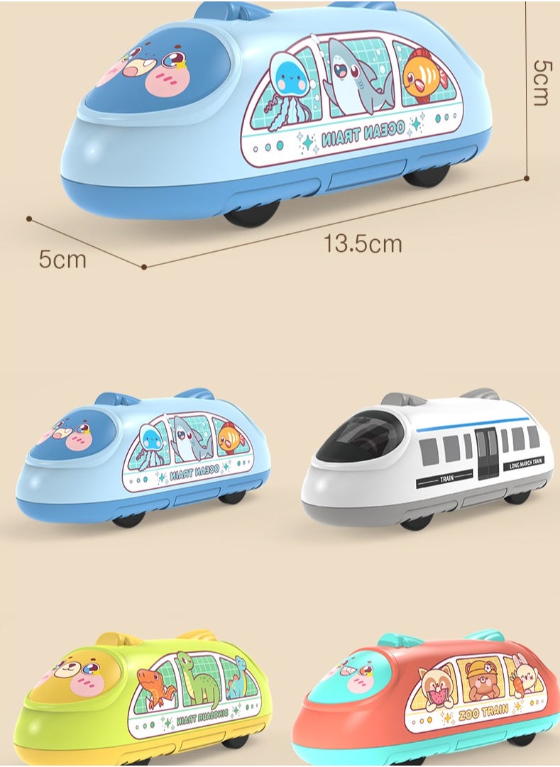4 Pieces Inertial Sliding High-Speed Train Toys, Push And Go Toy Car Set, Double-Back Force Inertial Toy Car  - Image 2