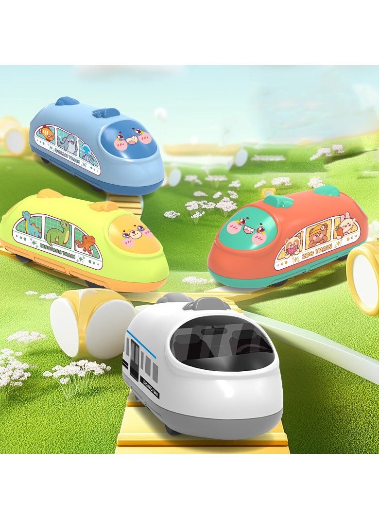 4 Pieces Inertial Sliding High-Speed Train Toys, Push And Go Toy Car Set, Double-Back Force Inertial Toy Car