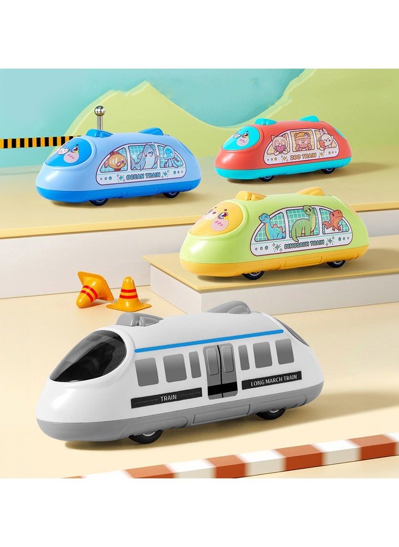 4 Pieces Inertial Sliding High-Speed Train Toys, Push And Go Toy Car Set, Double-Back Force Inertial Toy Car