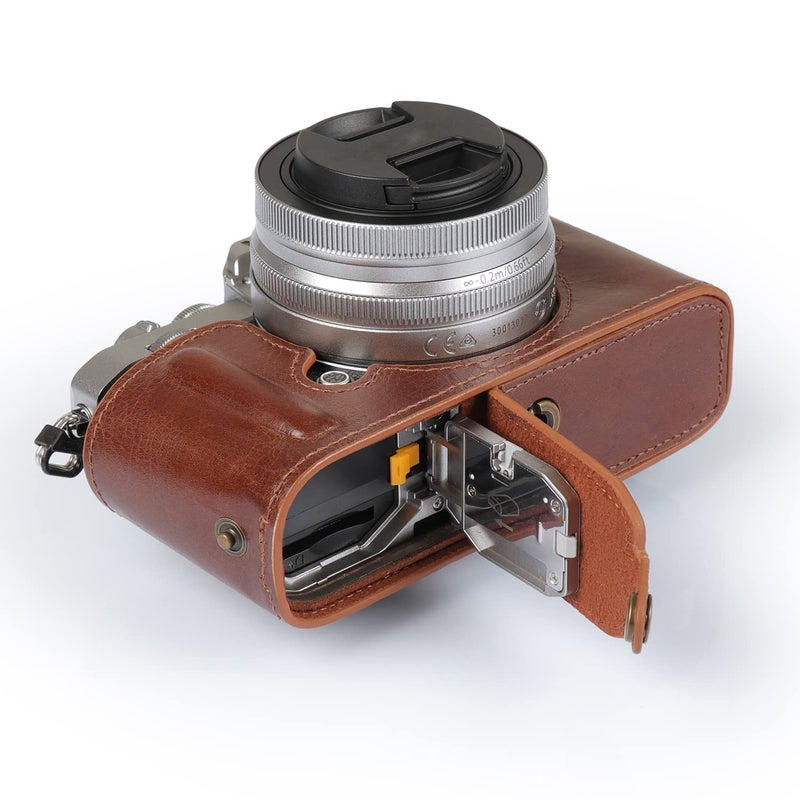 MegaGear MG2016 Ever Ready Genuine Leather Camera Half Case Compatible with Nikon Z fc (Brown) - Image 4