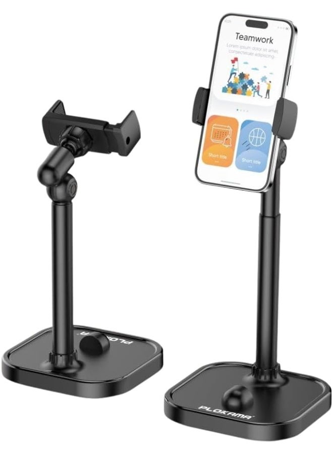 Plokama DT-80 Tabletop Phone & Tablet Holder – Adjustable 360° Rotating Stand for Hands-Free Viewing Live Streaming Desk & Office Use - Image 1