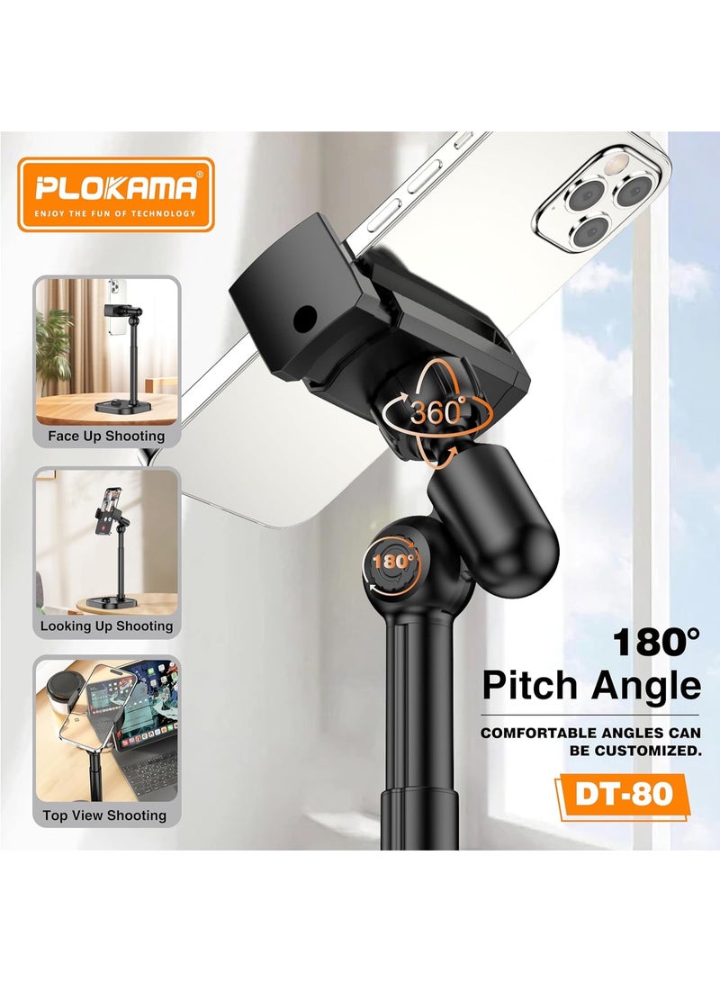 Plokama DT-80 Tabletop Phone & Tablet Holder – Adjustable 360° Rotating Stand for Hands-Free Viewing Live Streaming Desk & Office Use - Image 3