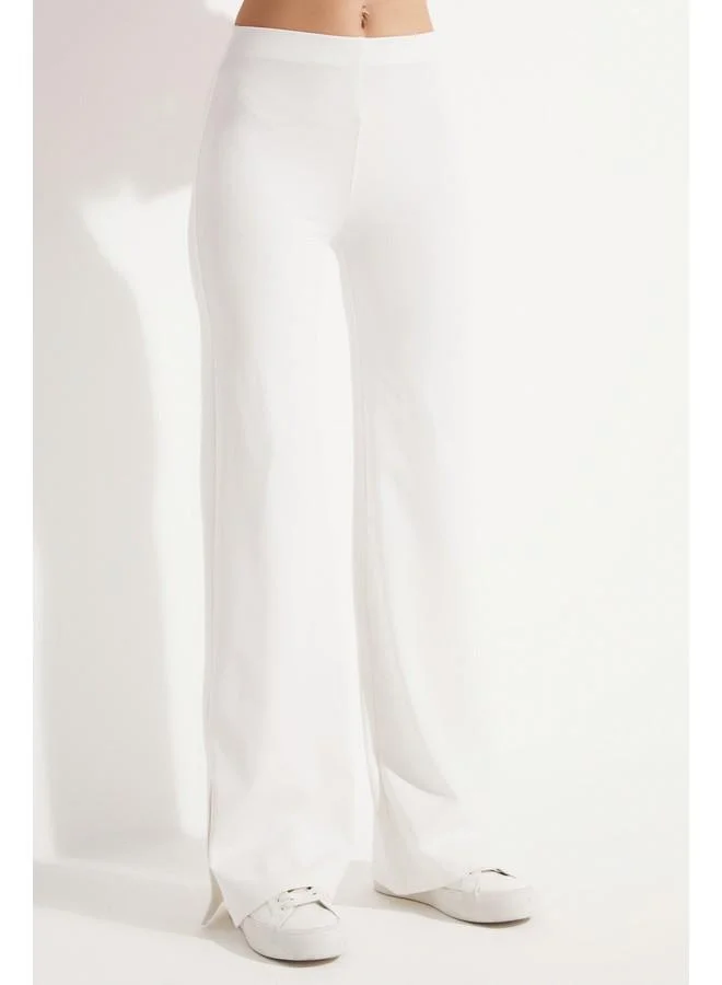 جون June Piping Detailed Tight Trouser White