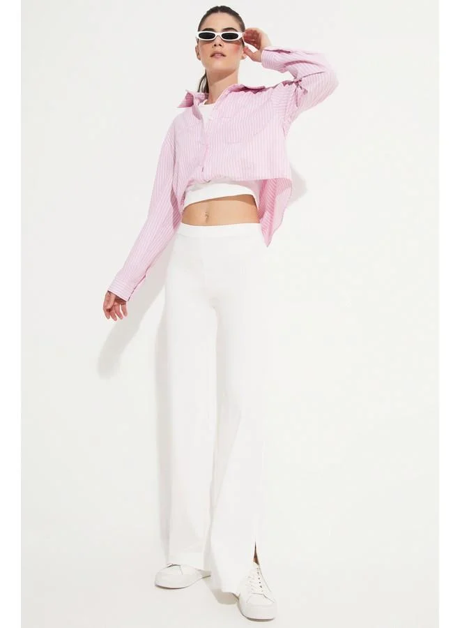 جون June Piping Detailed Tight Trouser White